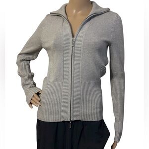 Boston Proper Women XS FullZip Cardigan Preppy Classic RibKnit Warm Clean Girl